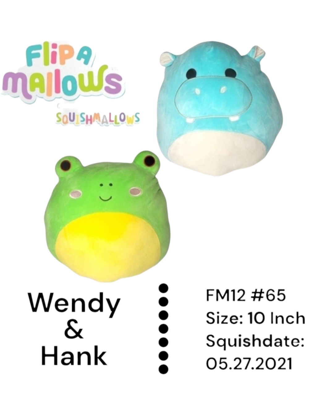 Squishmallows Wendy Frog  and Hank Hippo Plush Duo